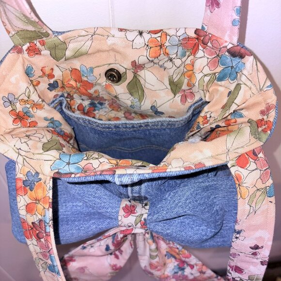 Shoulder Bag, Bow, Denim, Vintage, Purse, Handbag, Pocketbook - Picture 3 of 5